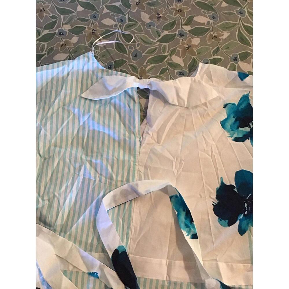 Christian Siriano midi sundress size 3X white & blue floral/stripes belt NEW - Picture 4 of 4